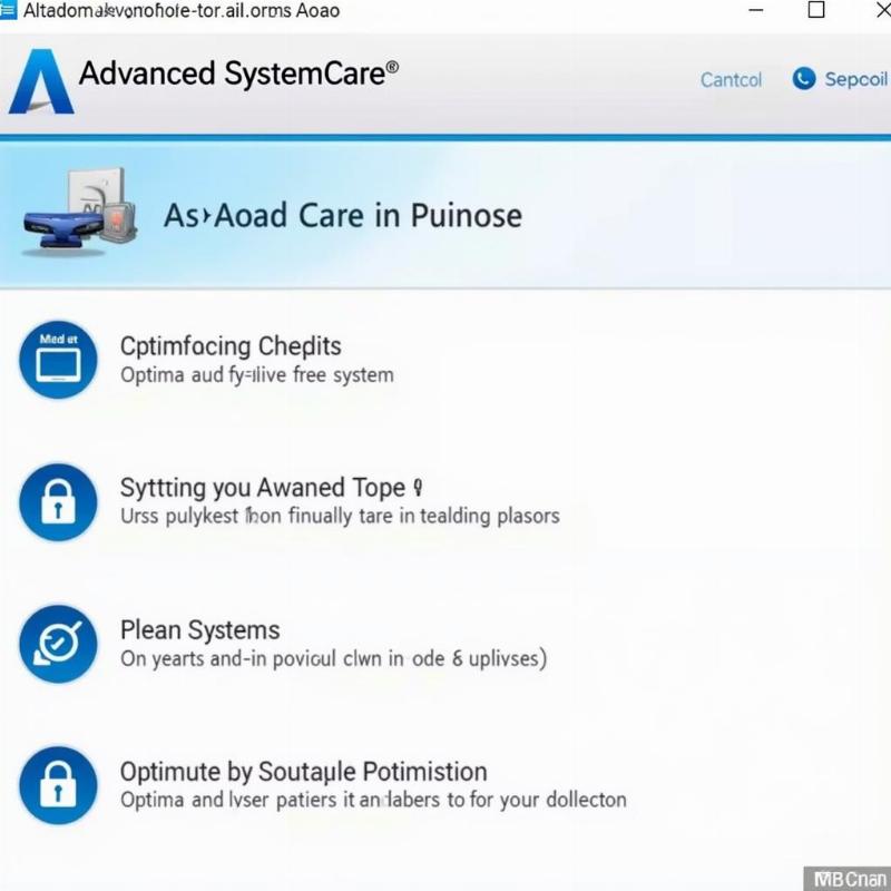 Giao diện Advanced SystemCare với nhiều tính năng tối ưu hóa hệ thống.
