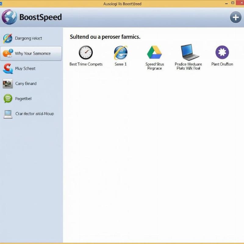 Giao diện Auslogics BoostSpeed với các công cụ tăng tốc và tối ưu hóa máy tính.