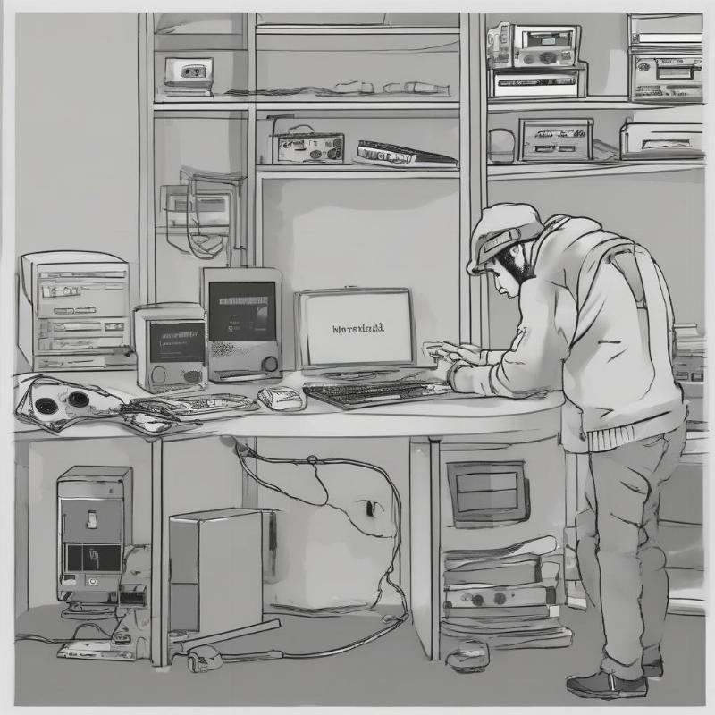 Một người dùng đang kiểm tra các thiết bị chuẩn bị để cài đặt máy tính mới, bao gồm USB boot, ổ cứng ngoài và danh sách các phần mềm cần thiết.