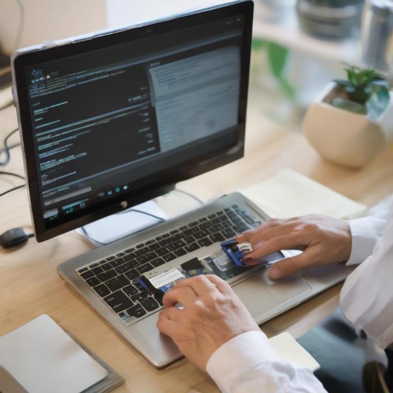 Người dùng đang sao lưu dữ liệu quan trọng vào ổ cứng di động trước khi cài Win 8 tại nhà TP.HCM