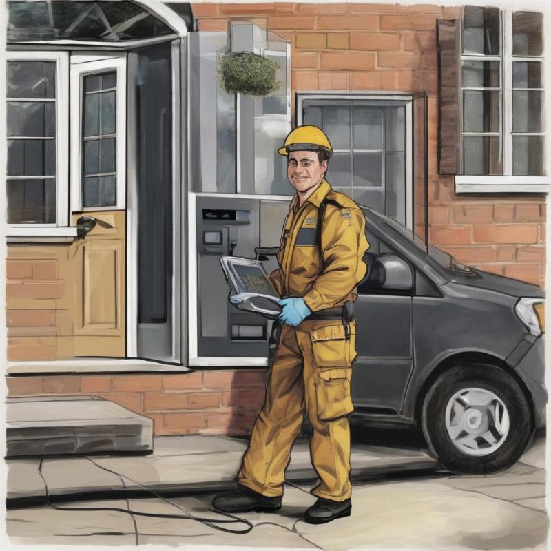 Kỹ thuật viên chuyên nghiệp đến tận nhà, chuẩn bị thực hiện sửa chữa và cài đặt