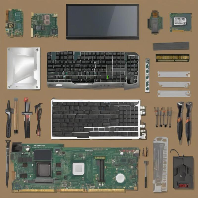 Hình ảnh minh họa các linh kiện phần cứng và công cụ cần thiết để cài đặt máy tính chơi game tại nhà TP.HCM