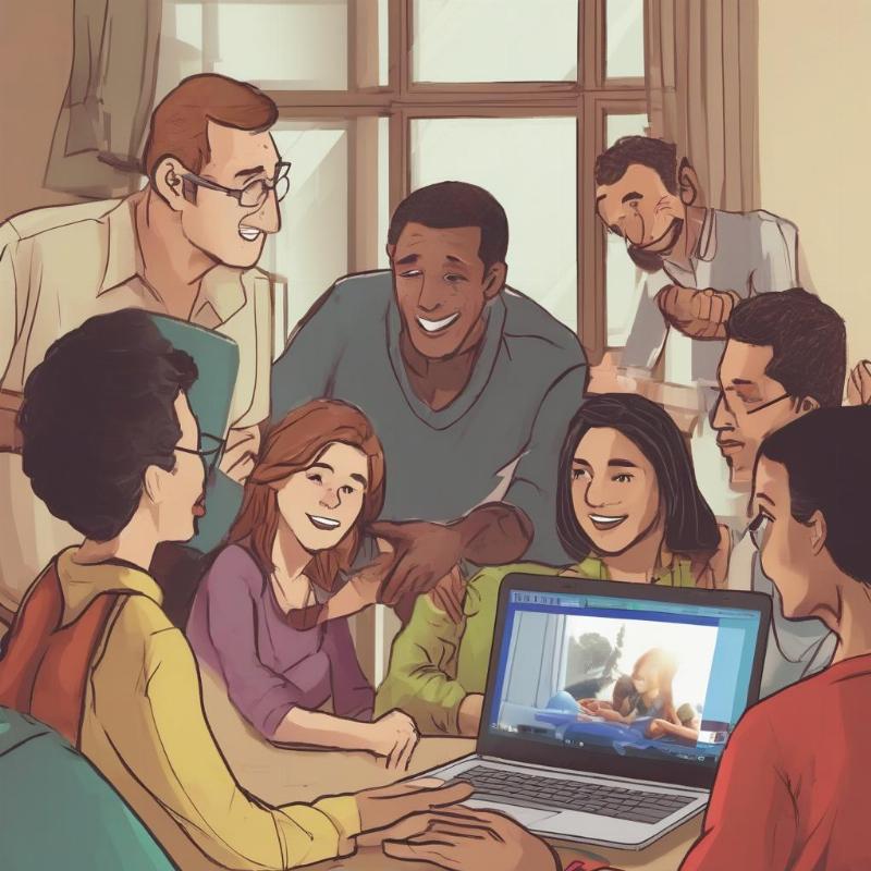Một nhóm người dùng đang ngồi quanh máy tính, thảo luận và xem hướng dẫn về cách cài đặt Windows 8, thể hiện tinh thần cộng đồng và trao đổi kinh nghiệm