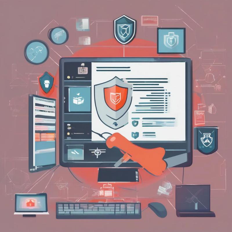 Hình ảnh một chiếc máy tính được bảo vệ bởi phần mềm diệt virus, tường lửa và các lớp bảo mật khác, tượng trưng cho việc tối ưu hóa hệ thống và bảo vệ khỏi các mối đe dọa trực tuyến