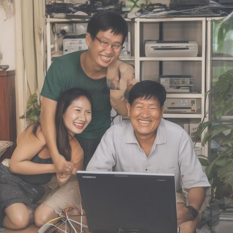 Khách hàng hài lòng khi máy tính được sửa tại nhà TP.HCM, thể hiện sự tiện lợi và an tâm