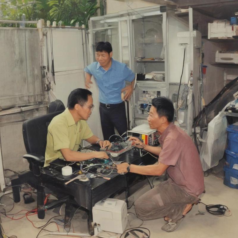 Kỹ thuật viên đang giải thích quy trình sửa chữa cho khách hàng tại nhà, minh họa quy trình dịch vụ sửa chữa phần cứng máy tính tại nhà TP.HCM