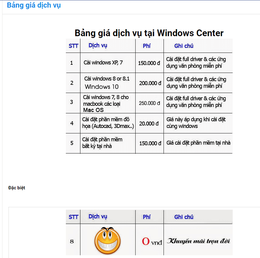 bang gia caiwin tai nha hcm