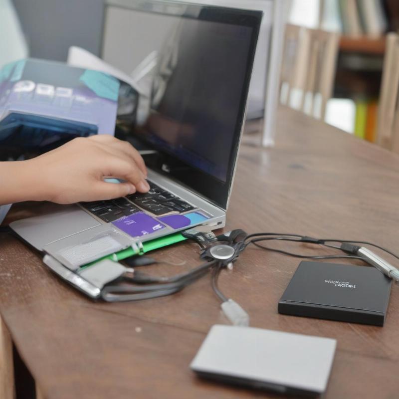 Hình ảnh người dùng đang chuẩn bị các công cụ và sao lưu dữ liệu trước khi cài đặt Windows 8 tại nhà TP.HCM